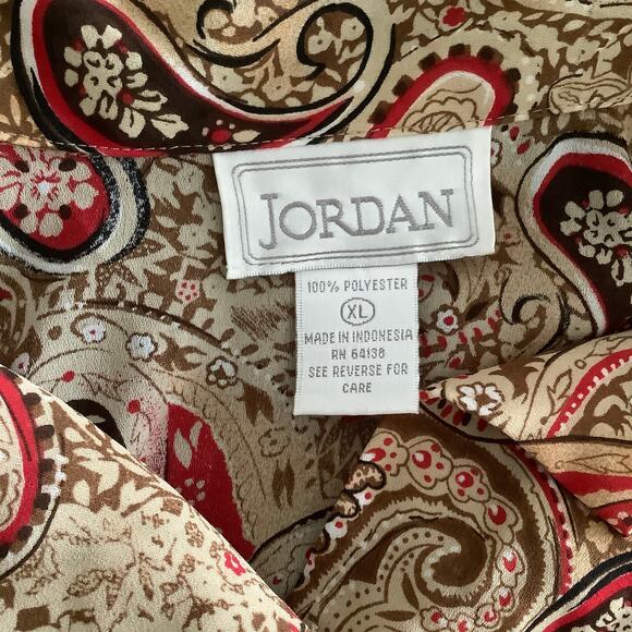 Jordan Womens Paisley Polyester Sheer Long Sleeve Collared Button Blouse Size XL - Picture 4 of 7